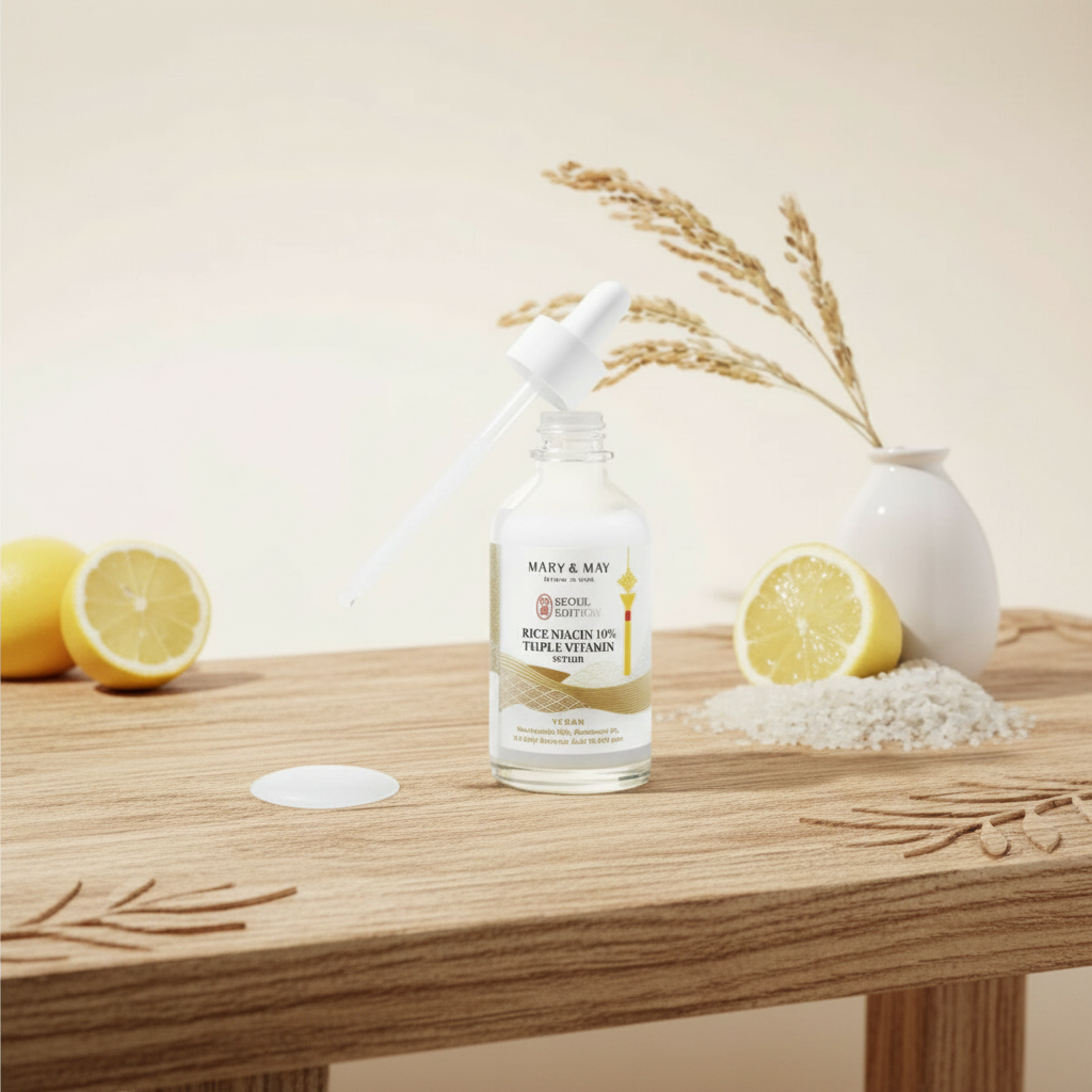 Mary & May - Rice Niacin 10% Triple Vitamin Serum Seoul Edition - Rýžové sérum s 10% niacinamidem a trojitým vitamínovým komplexem - 80 ml