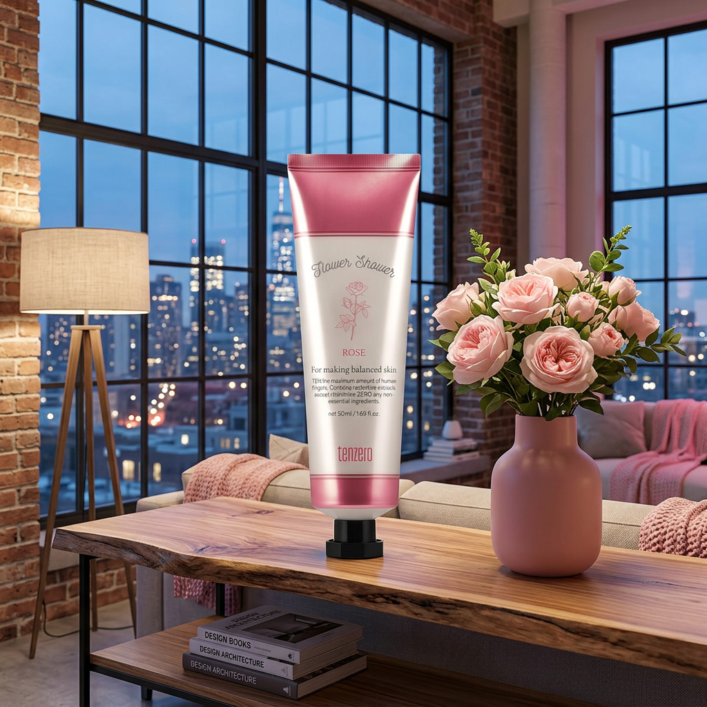 TENZERO - Flower Shower Hand & Nail Cream Rose - Květinový krém na ruce a nehty s růží - 50 ml