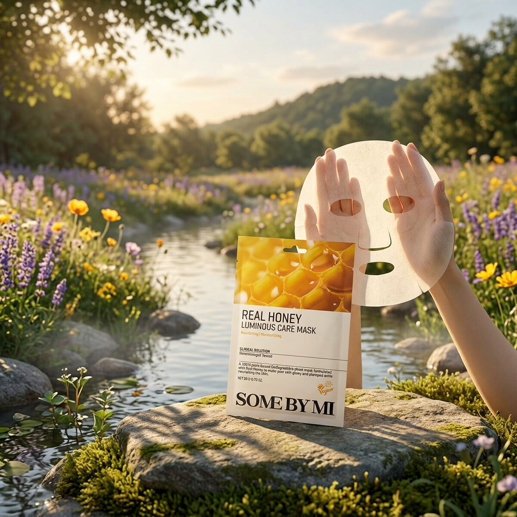 SOME BY MI - Real Honey Luminous Care Mask - Zklidňující textilní maska s medem - 20 g