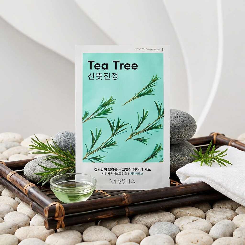 MISSHA - Airy Fit Sheet Mask Tea Tree - Zklidňující textilní maska s tea tree olejem pro redukci mazu - 19 g
