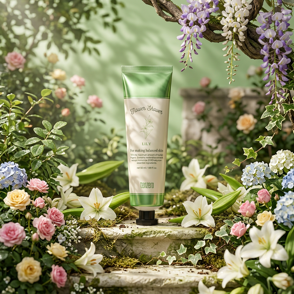 TENZERO - Flower Shower Hand & Nail Cream Lily - Květinový krém na ruce a nehty s lilií - 50 ml