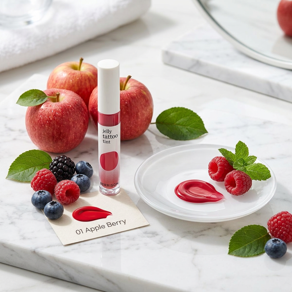 BERRISOM - Jelly Tattoo Tint 01 Appleberry - Dlouhotrvající hydratační tint na rty - 6 g