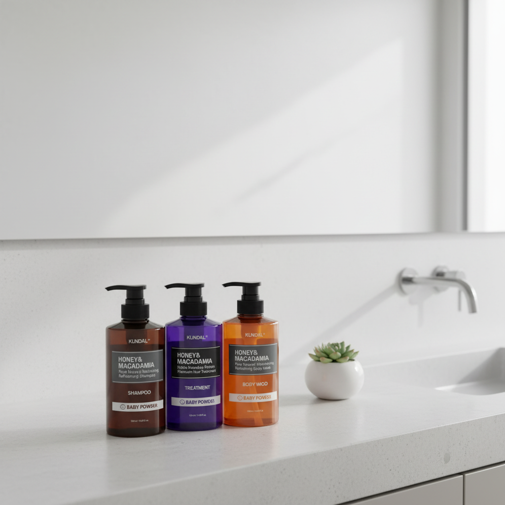 Kundal Sada šampon, vlasová kůra a sprchový gel s překrásnou vůní BABY POWDER - 3 ks x 500 ml