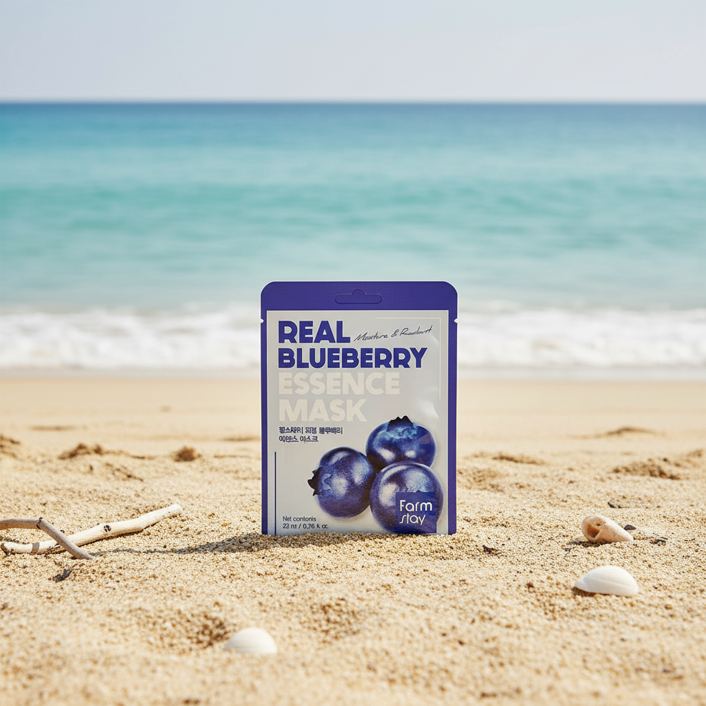 FARM STAY - Real Blueberry Essence Mask - Hydratační a projasňující plátýnková maska - 1ks