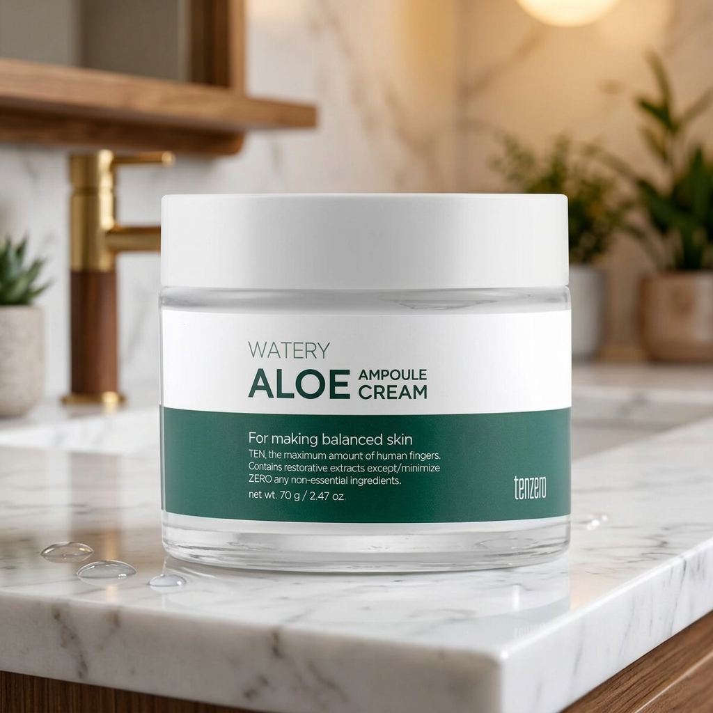 TENZERO - Watery Aloe Ampoule Cream 2X - Krém s Aloe a Dvojitou Silou Ampule - 70 g