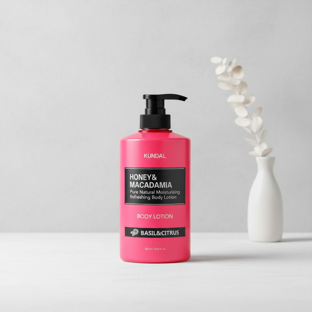 Kundal Honey&Macadamia Body Lotion - Vyživující, hydratační tělové mléko s medem s vůní BASIL&CITRUS - 500 ml