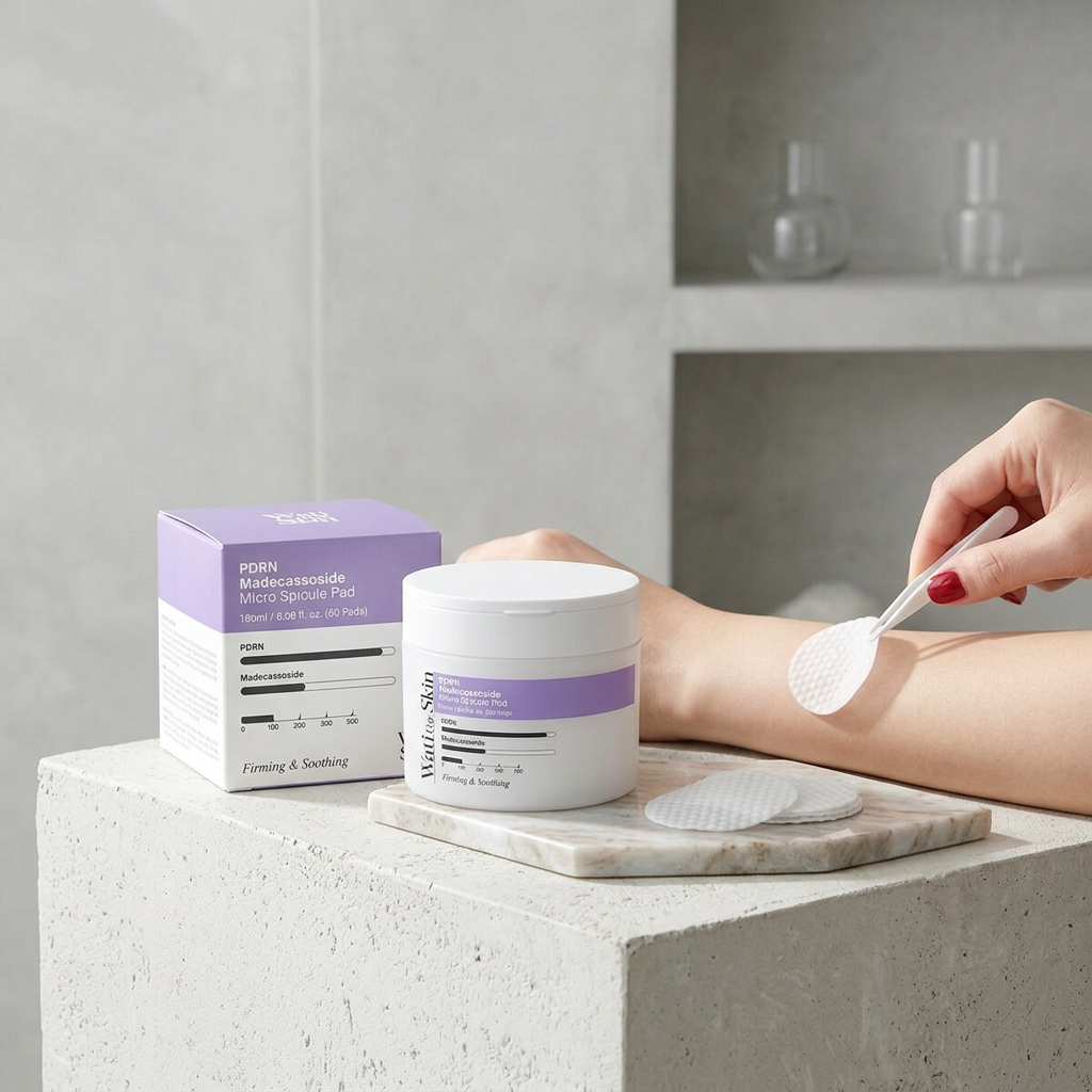 WATI FOR SKIN - PDRN Madecassoside Micro Spicule Pad - Regenerační a zklidňující tonerové polštářky - 60 ks
