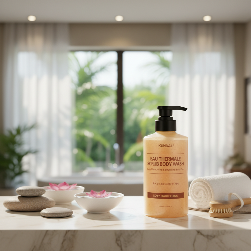 KUNDAL - Scrub Body Wash - Exfoliační sprchový gel COZY DARJEELING - 500 ml