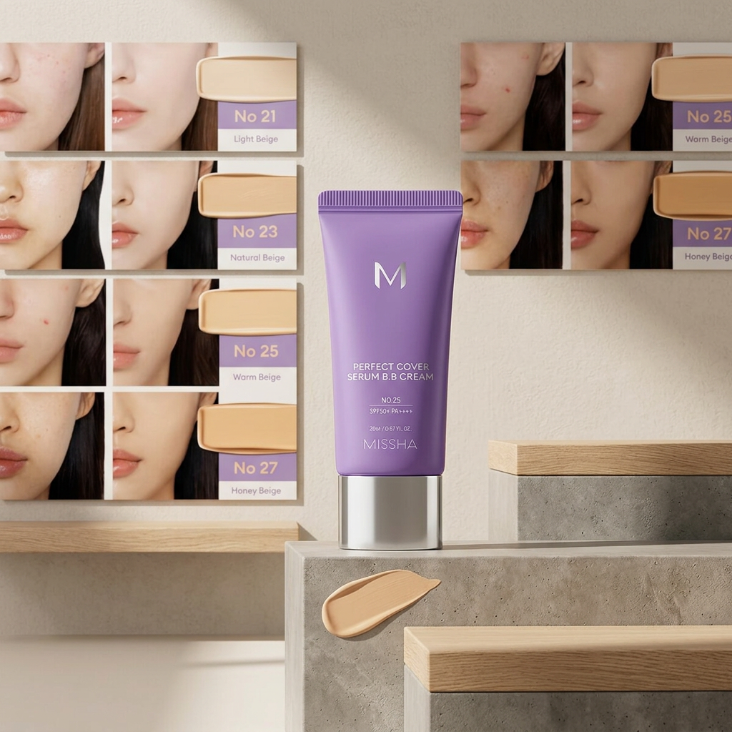 MISSHA - Perfect Cover Serum BB Cream SPF50+ PA++++ - Pečující BB sérum s SPF #25 Warm Beige - 20 ml