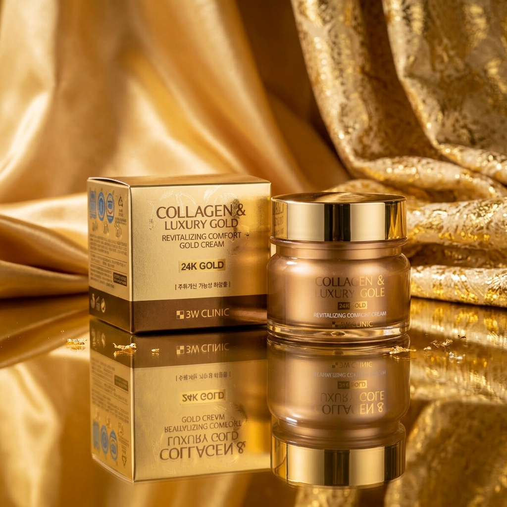3W CLINIC - Collagen & Luxury Gold Revitalizing Comfort Gold Cream - Revitalizační zklidňující pleťový krém se zlatem a kolagenem - 100 ml