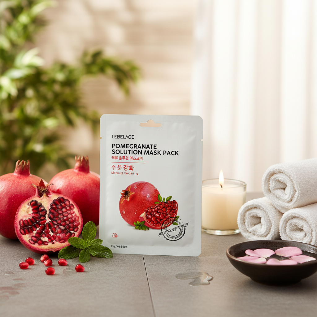 LEBELAGE - Pomegranate Solution Mask Pack - Hluboce hydratující plátýnková maska s granátovým jablkem - 25 g