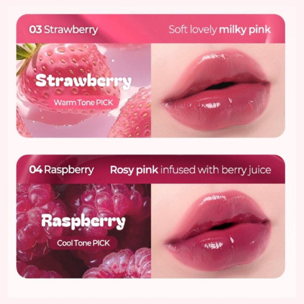 BERRISOM - Jelly Tattoo Tint 03 Strawberry - Dlouhotrvající hydratační tint na rty - 6 g
