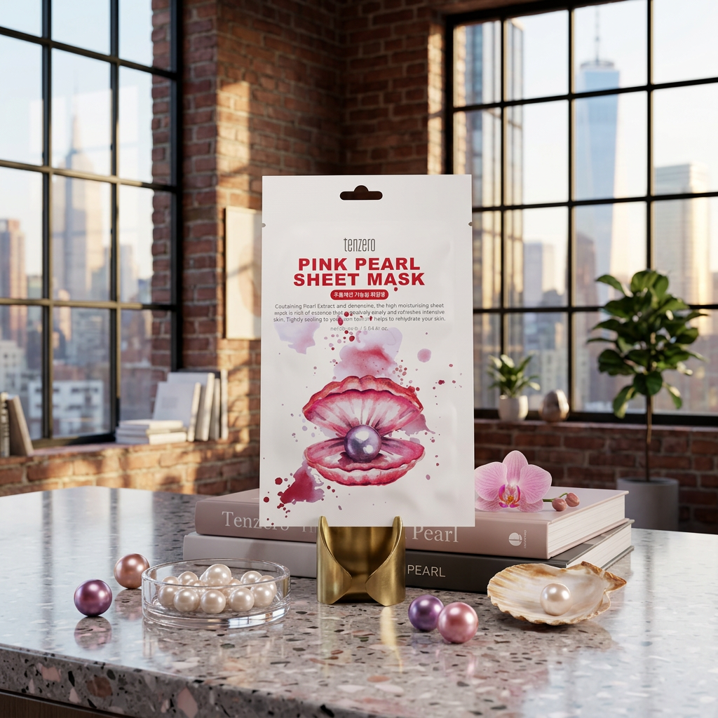TENZERO - Pink Pearl Sheet Mask - Plátýnková maska s růžovými perlami - 25 ml