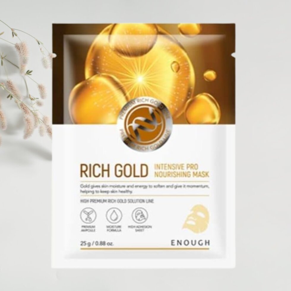 ENOUGH - Rich Gold Intensive Pro Nourishing Mask - Intenzivní, vyživující, plátýnková maska - 25 g