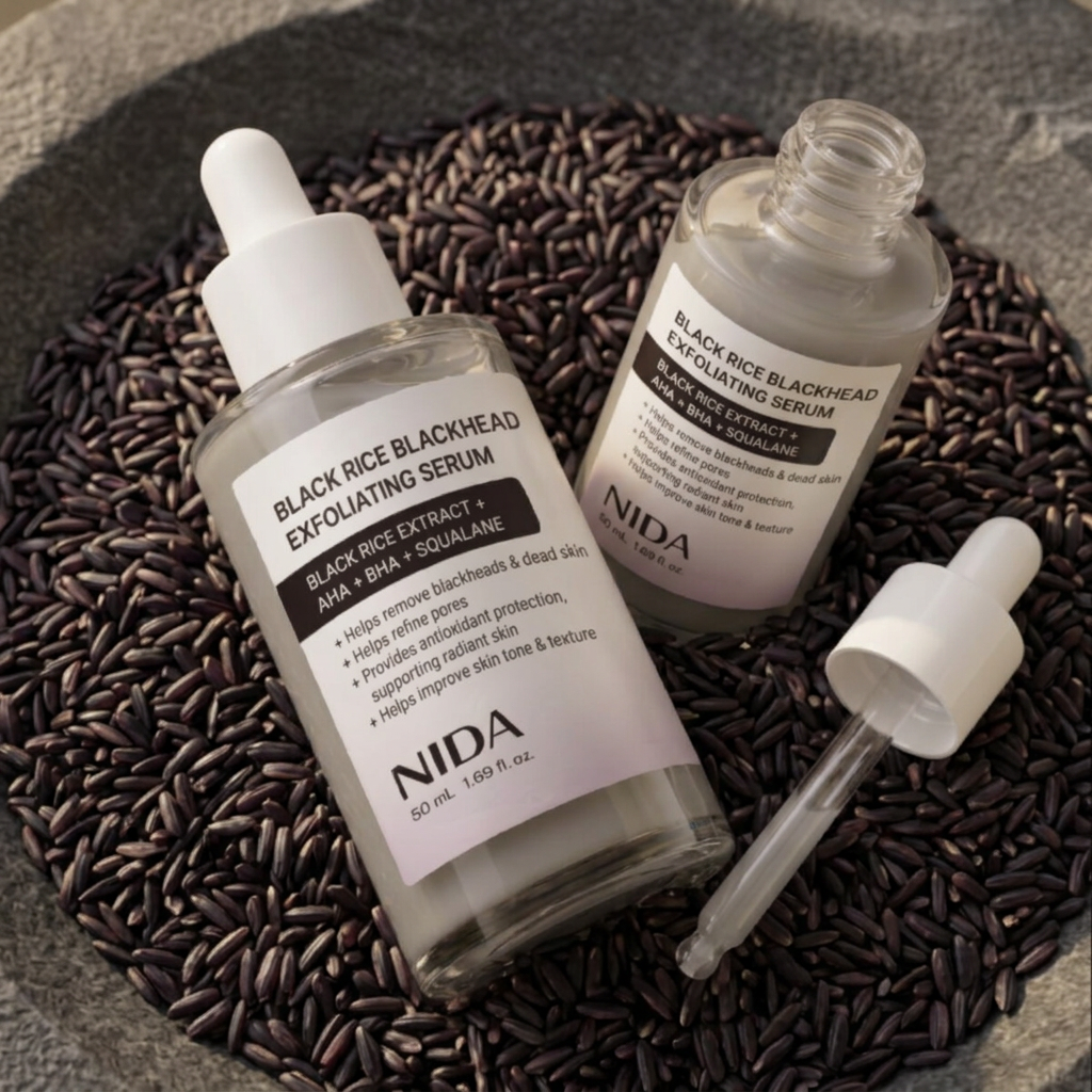 NIDA - Black Rice Blackhead Exfoliating Serum - Exfoliační sérum s černou rýží proti černým tečkám - 50 ml