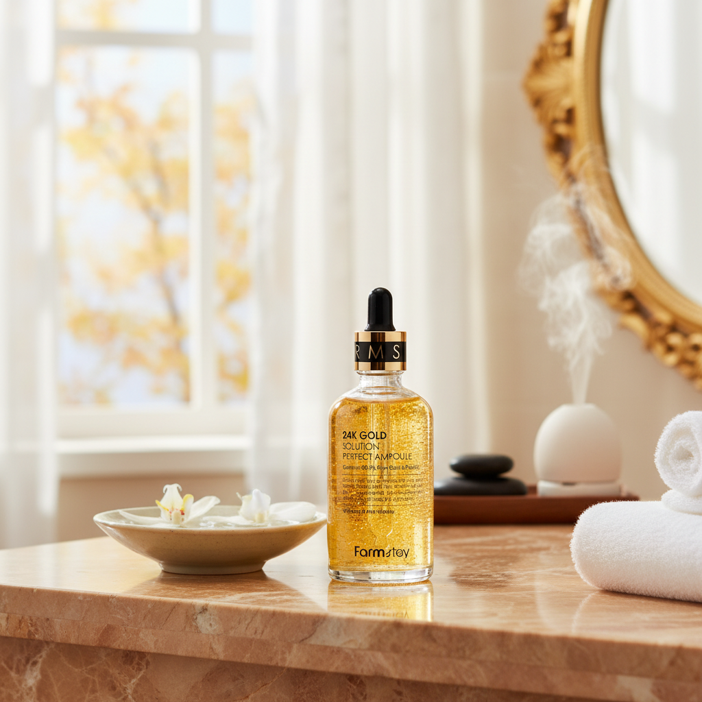 Farm Stay - 24K Gold Solution Perfect Ampoule - Omlazující ampule se zlatem - 100 ml