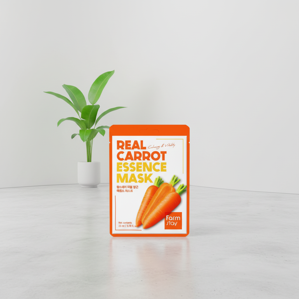 Farm Stay - Real Carrot Essence Mask - Rozjasňující maska s extraktem z mrkve - 23ml