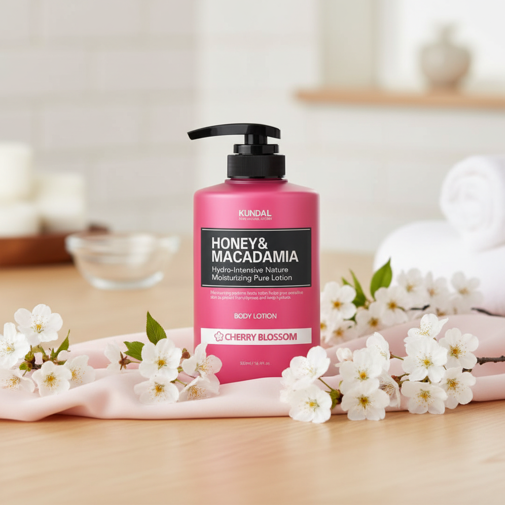 Kundal Honey&Macadamia Body Lotion - Vyživující, hydratační tělové mléko s medem s vůní CHERRY BLOSSOM - 500 ml