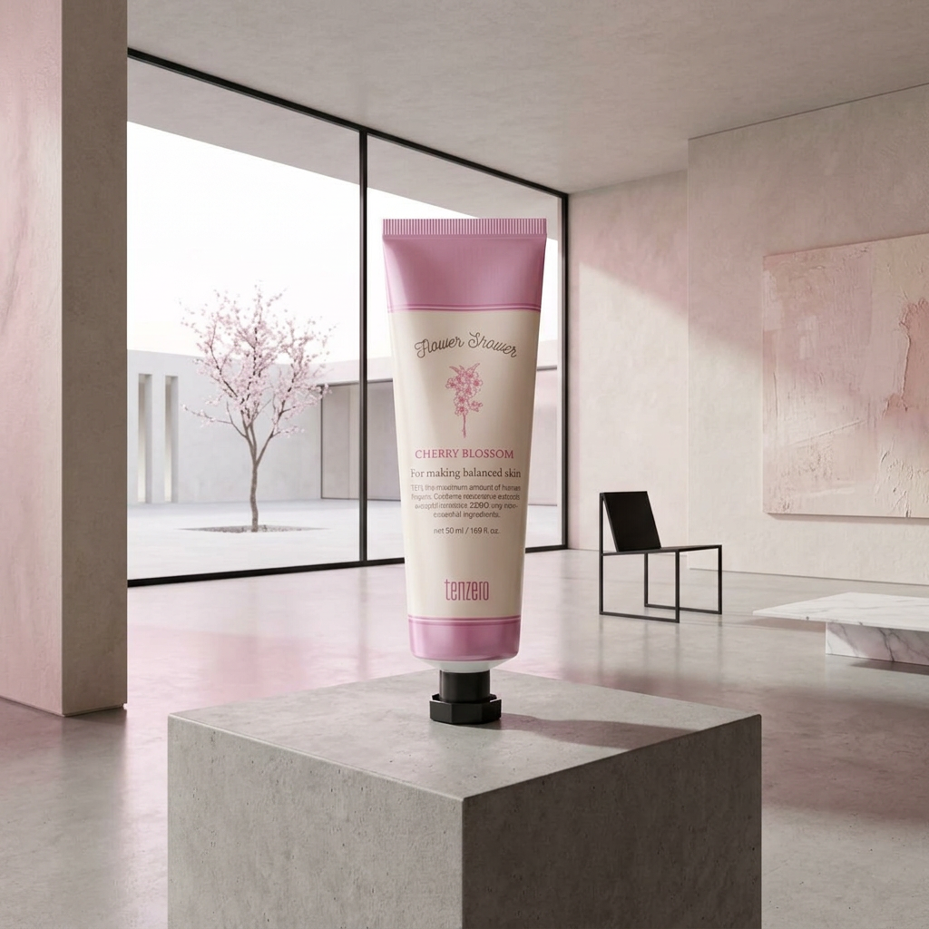 TENZERO - Flower Shower Hand & Nail Cream Cherry Blossom - Květinový krém na ruce a nehty s třešňovým květem - 50 ml