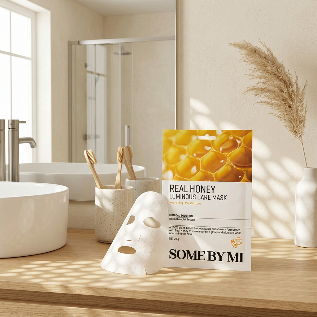 SOME BY MI - Real Honey Luminous Care Mask - Zklidňující textilní maska s medem - 20 g