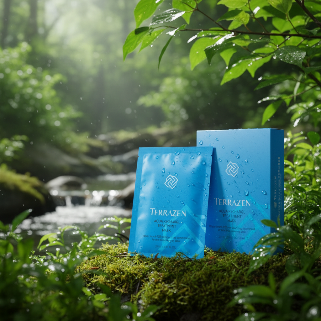 TERRAZEN Aqua Recharge Treatment Maska Pro Velmi Intenzivní Hydrataci S 5 Druhy Kys. HA 1 ks