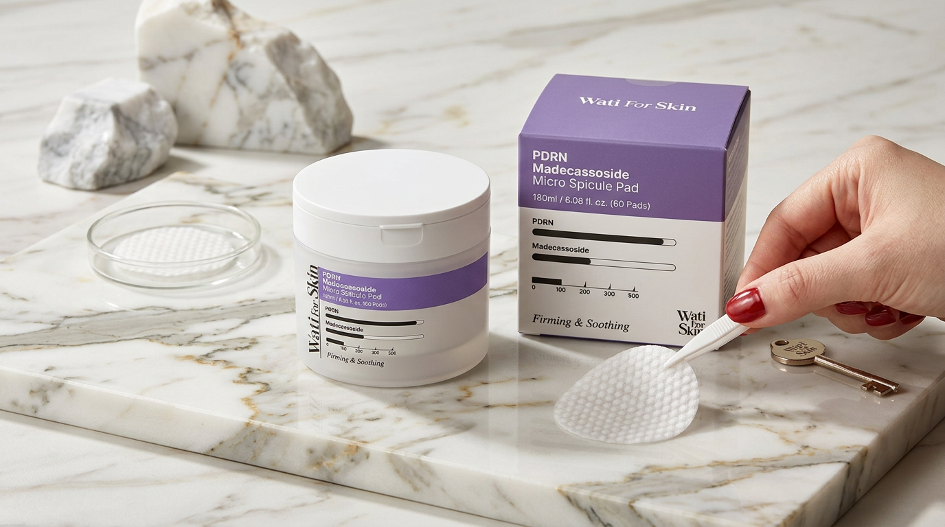 WATI FOR SKIN - PDRN Madecassoside Micro Spicule Pad - Regenerační a zklidňující tonerové polštářky - 60 ks