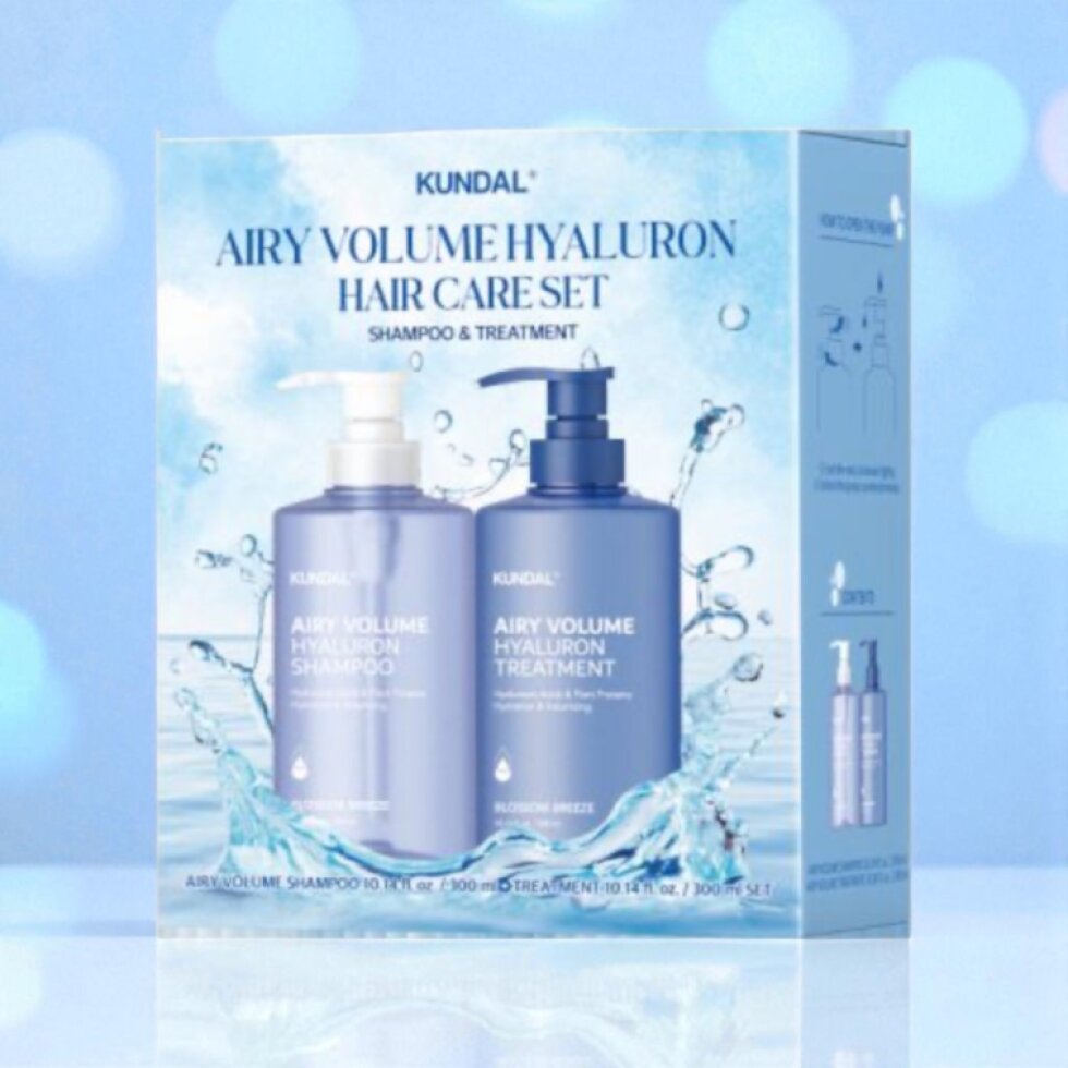 KUNDAL - Airy Volume Hyaluron Shampoo + Hyaluron Treatment - Hydratační objemový šampon a kondicionér s vůní BLOSSOM BREEZE- 2x 300 ml