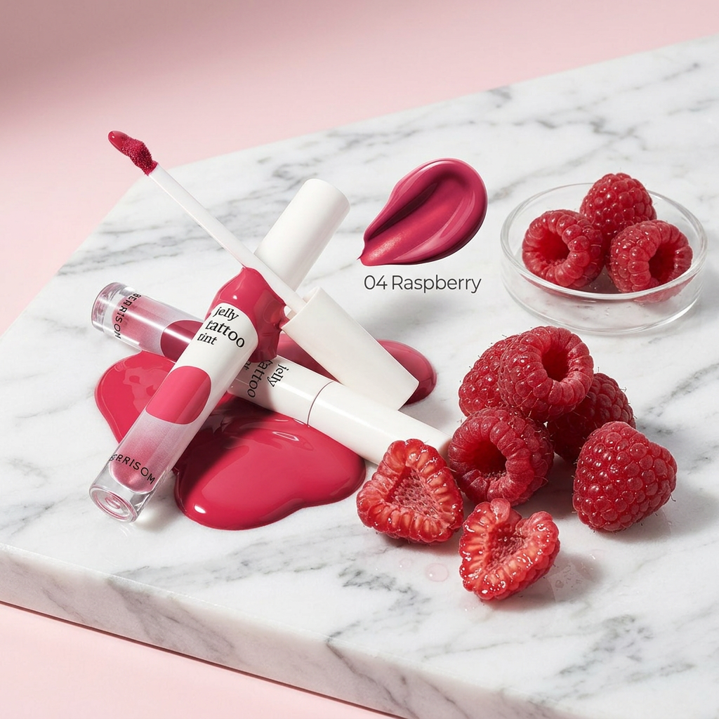 BERRISOM - Jelly Tattoo Tint 04 Raspberry - Dlouhotrvající hydratační tint na rty - 6 g