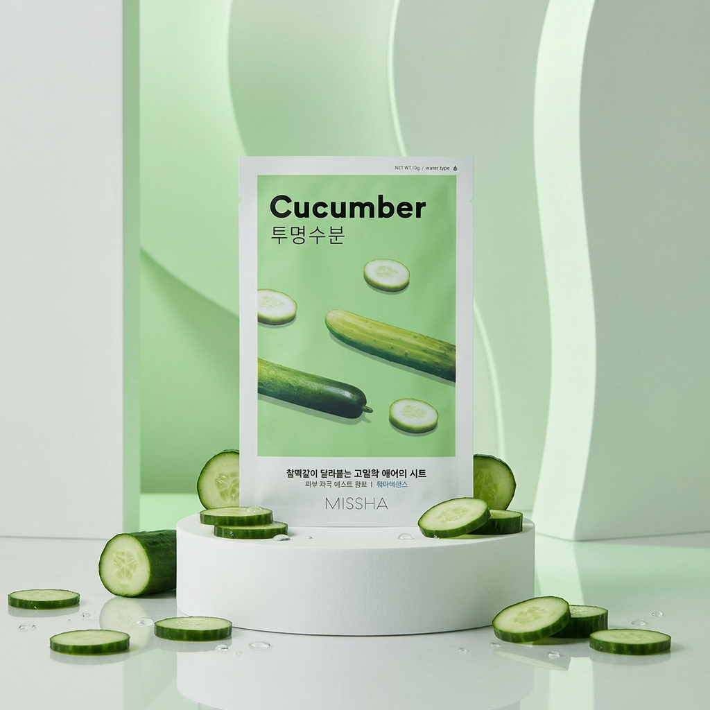 MISSHA - Airy Fit Sheet Mask Cucumber - Hydratační a zklidňující okurková textilní maska - 19 g