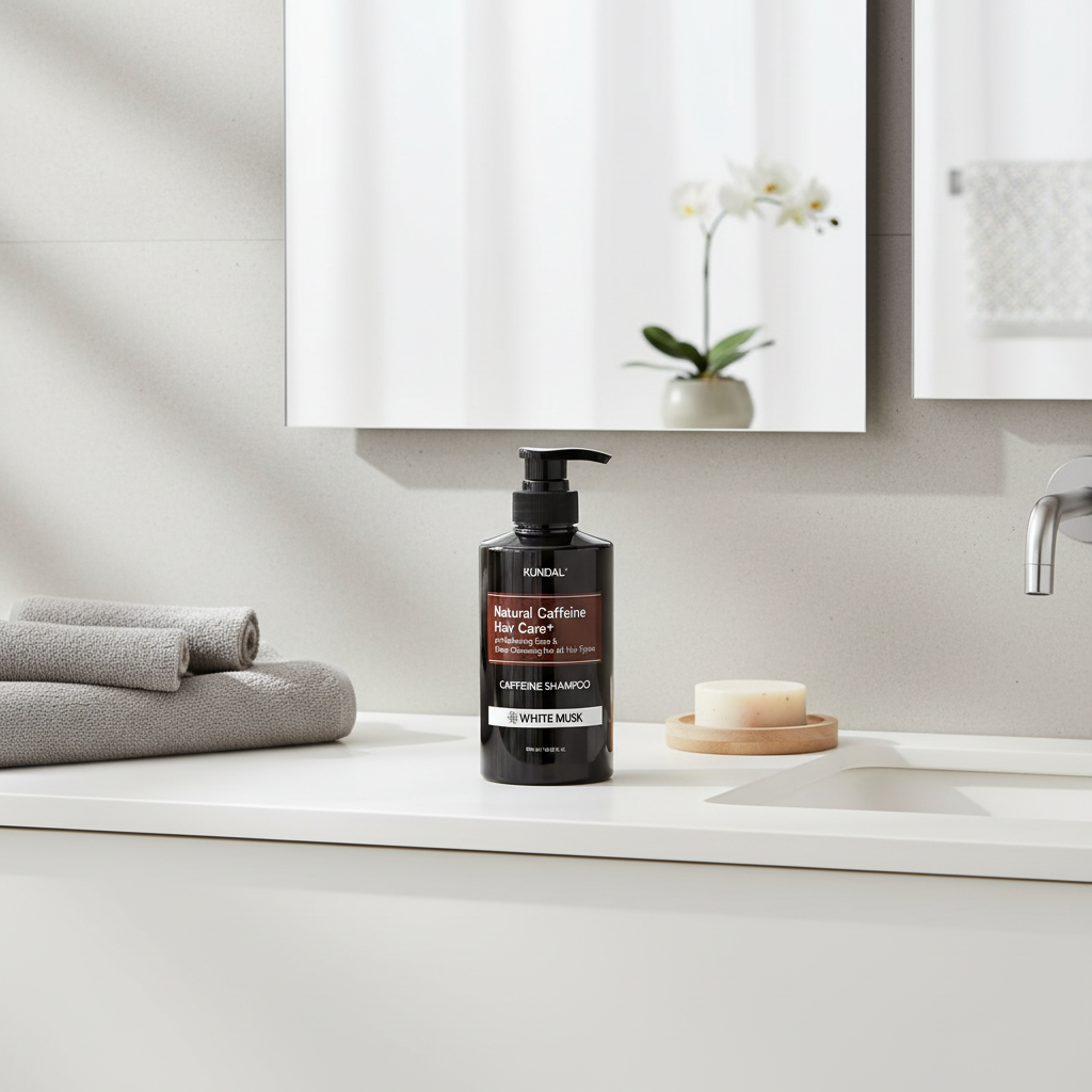 Kundal Natural Caffeine&Intensive Scalp Care+ - Šampon proti vypadávání vlasů s kofeinem WHITE MUSK - 500 ml