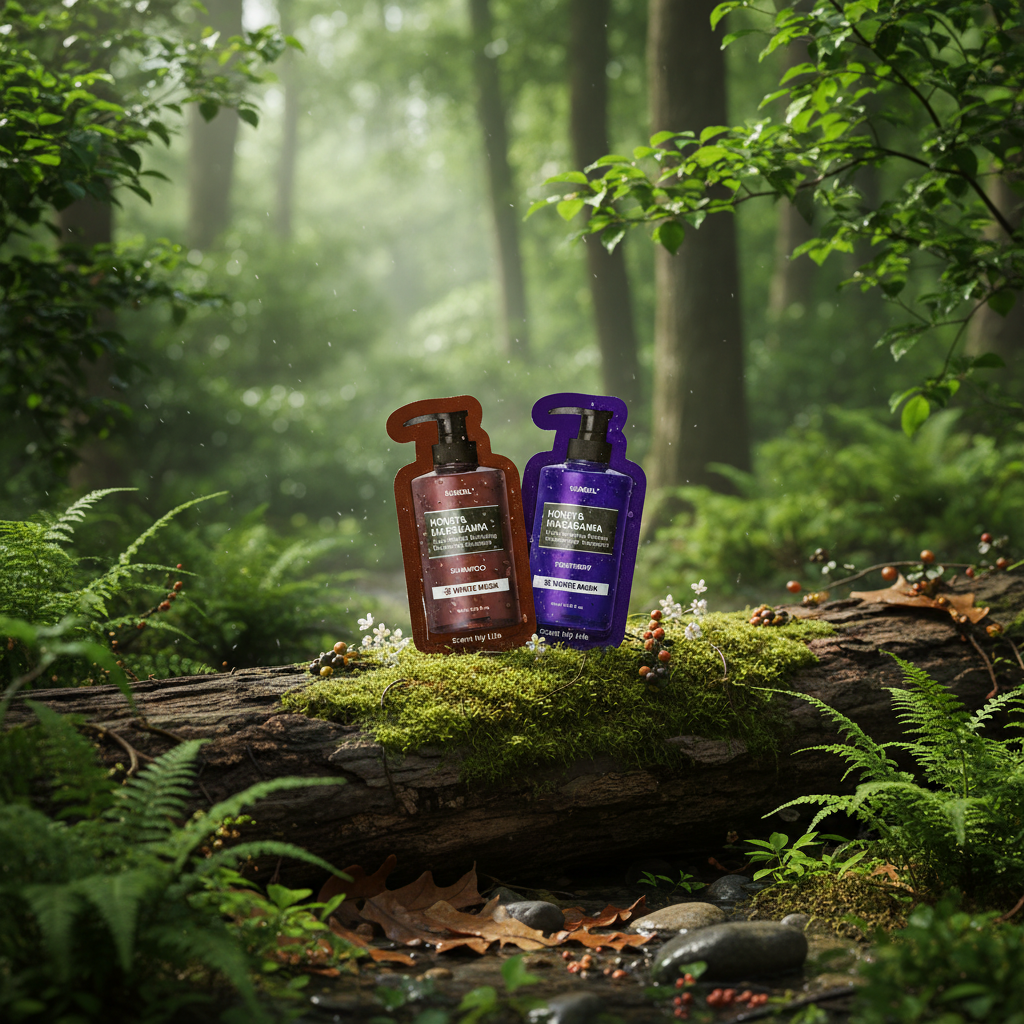 VZOREK - KUNDAL - Hydro-intenzivní proteinová kůra a šampon na suché a poškozené vlasy s vůní WHITE MUSK - 10 ml