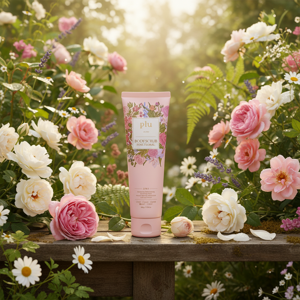 PLU - Body Scrub Pink Floral - Tělový peeling Pink Floral - 200 g