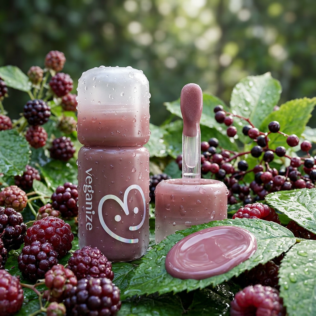 VEGANIZE - 4D Dewyshine Lip Oil Pearl Gloss 02 Berry Veil - Třpytivý olej na rty s perleťovým leskem - 4 g