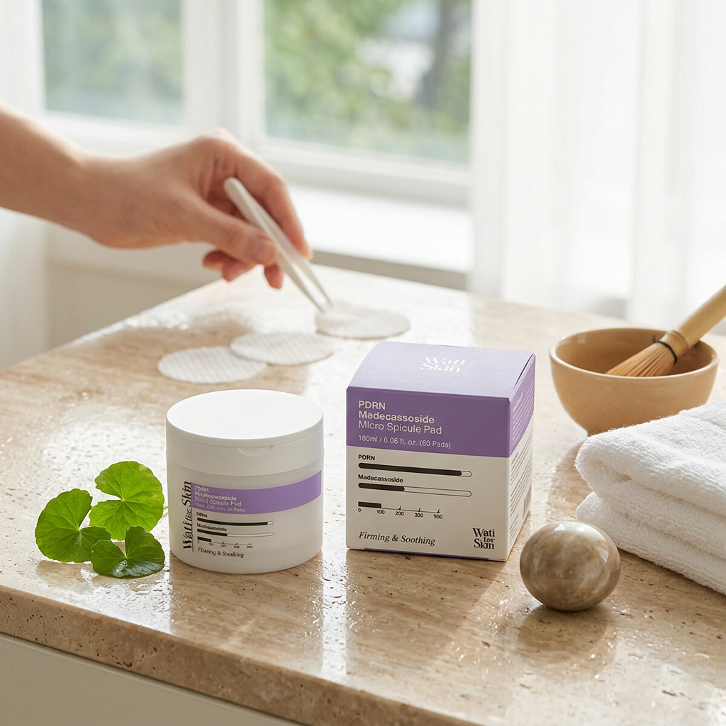 WATI FOR SKIN - PDRN Madecassoside Micro Spicule Pad - Regenerační a zklidňující tonerové polštářky - 60 ks
