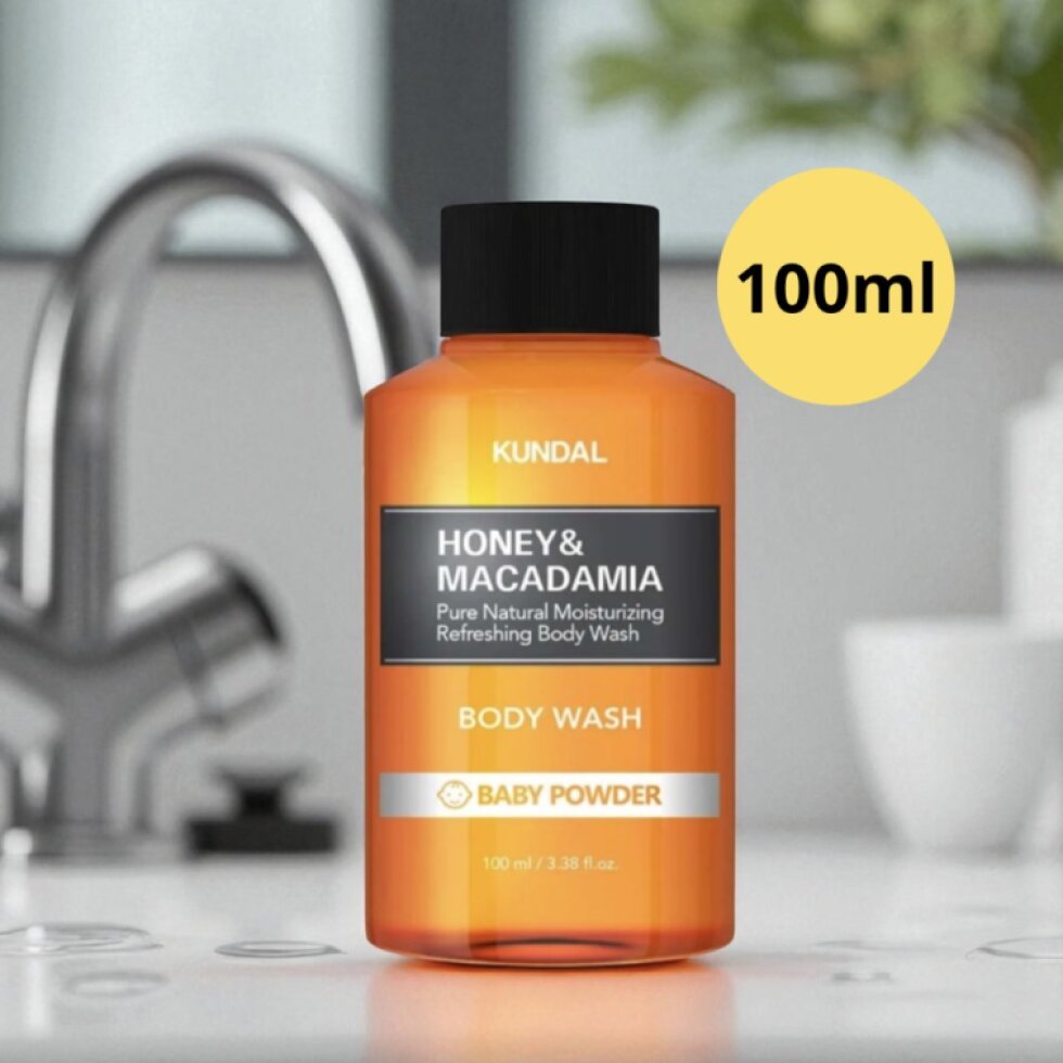 Kundal Honey&Macadamia Body Wash - Jemný sprchový gel s medem s vůní BABY POWDER - 100 ml
