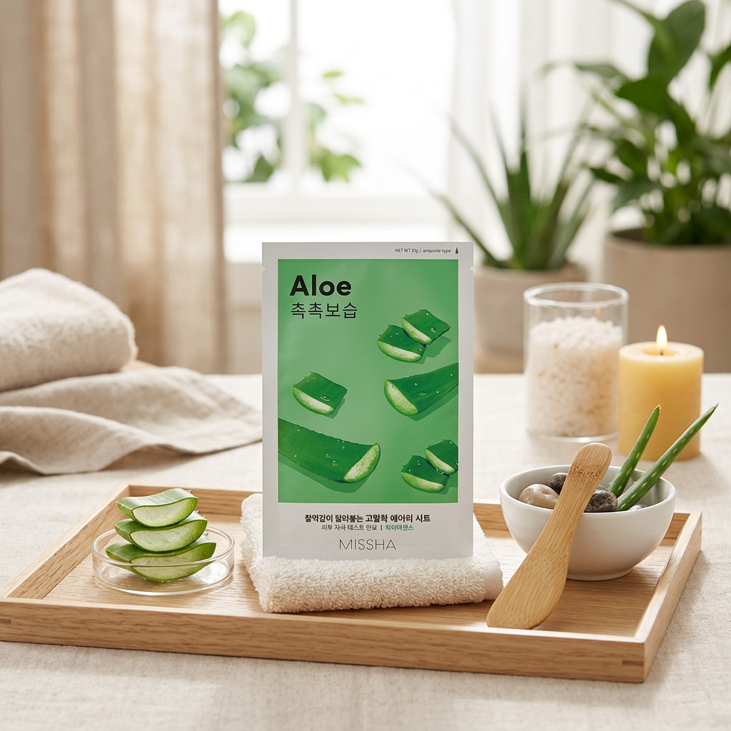 MISSHA - Airy Fit Sheet Mask Aloe Vera - Vysoce hydratační maska s Aloe Vera - 19 g