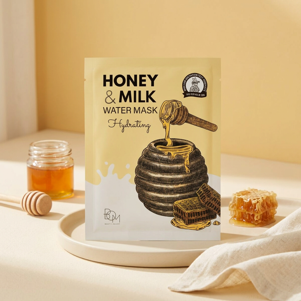 B.O.M. - Honey and Milk Water Mask - Hydratační plátýnková maska s medem a mlékem - 25 ml