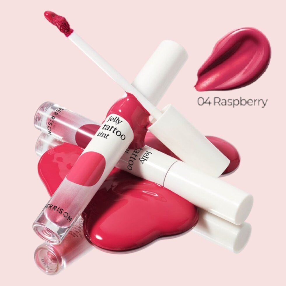 BERRISOM - Jelly Tattoo Tint 04 Raspberry - Dlouhotrvající hydratační tint na rty - 6 g