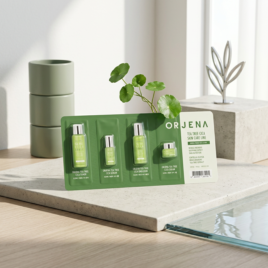 ORJENA - Tea Tree Cca Skin Care Line Sachet - Zklidňující sada vzorečků: toner, emulze, sérum, krém