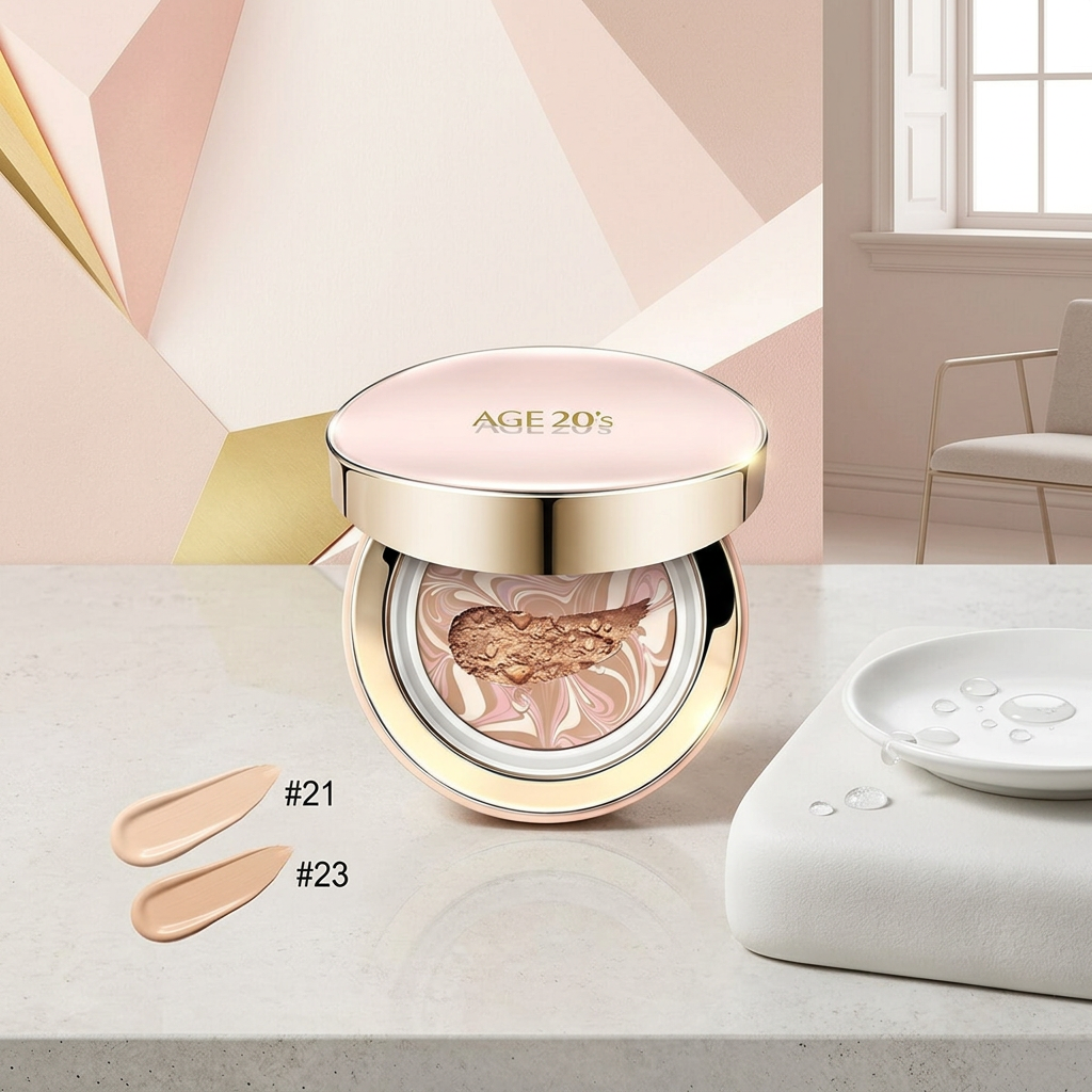AGE20s Signature Essence Cover Pact Moisture Plus Refill - Hydratační hybridní make-up plus náhradní náplň navíc - odstín 21 light beige
