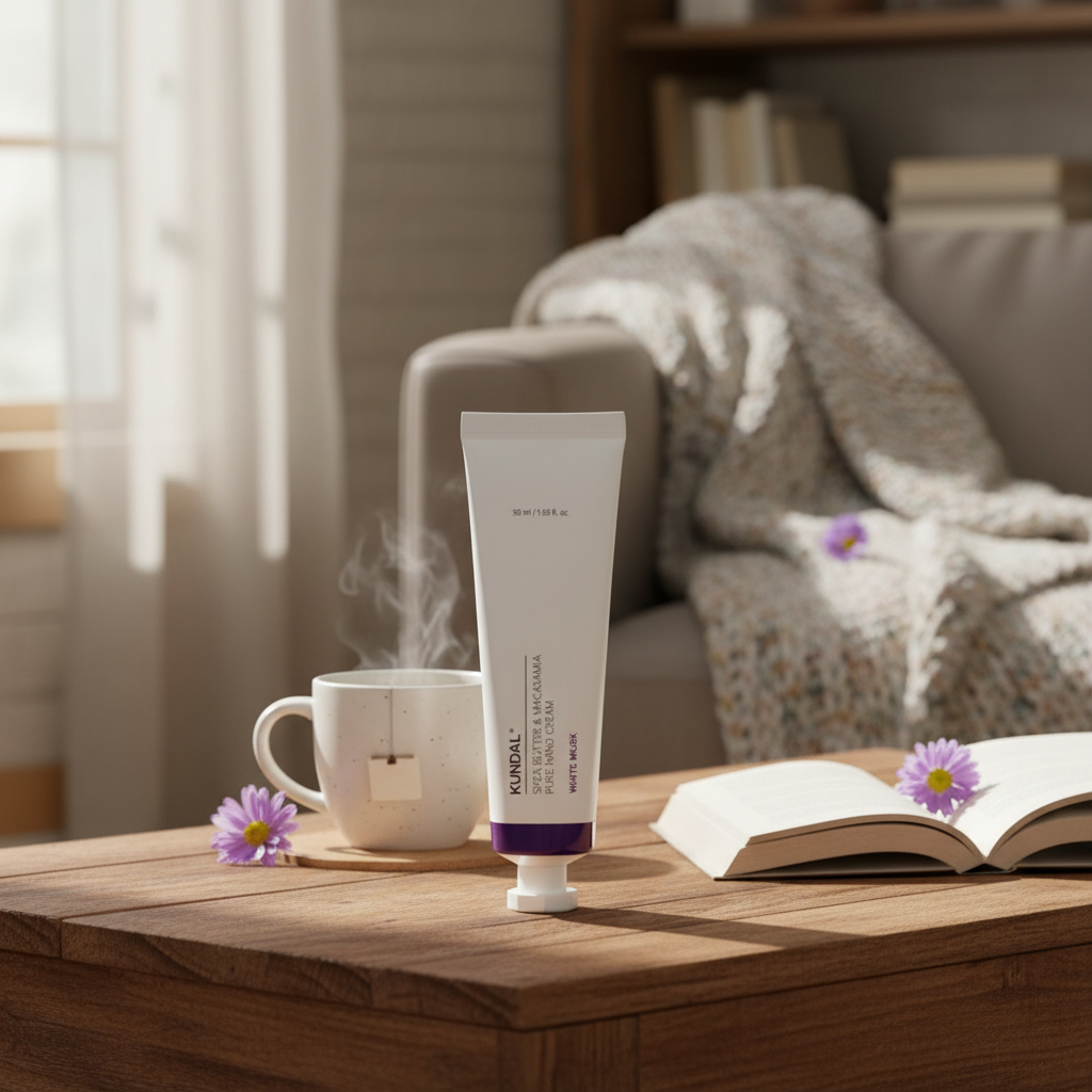 Kundal Shea Butter & Macadamia Pure Hand Cream - Hydratační a vyživující krém na ruce WHITE MUSK - 50 ml