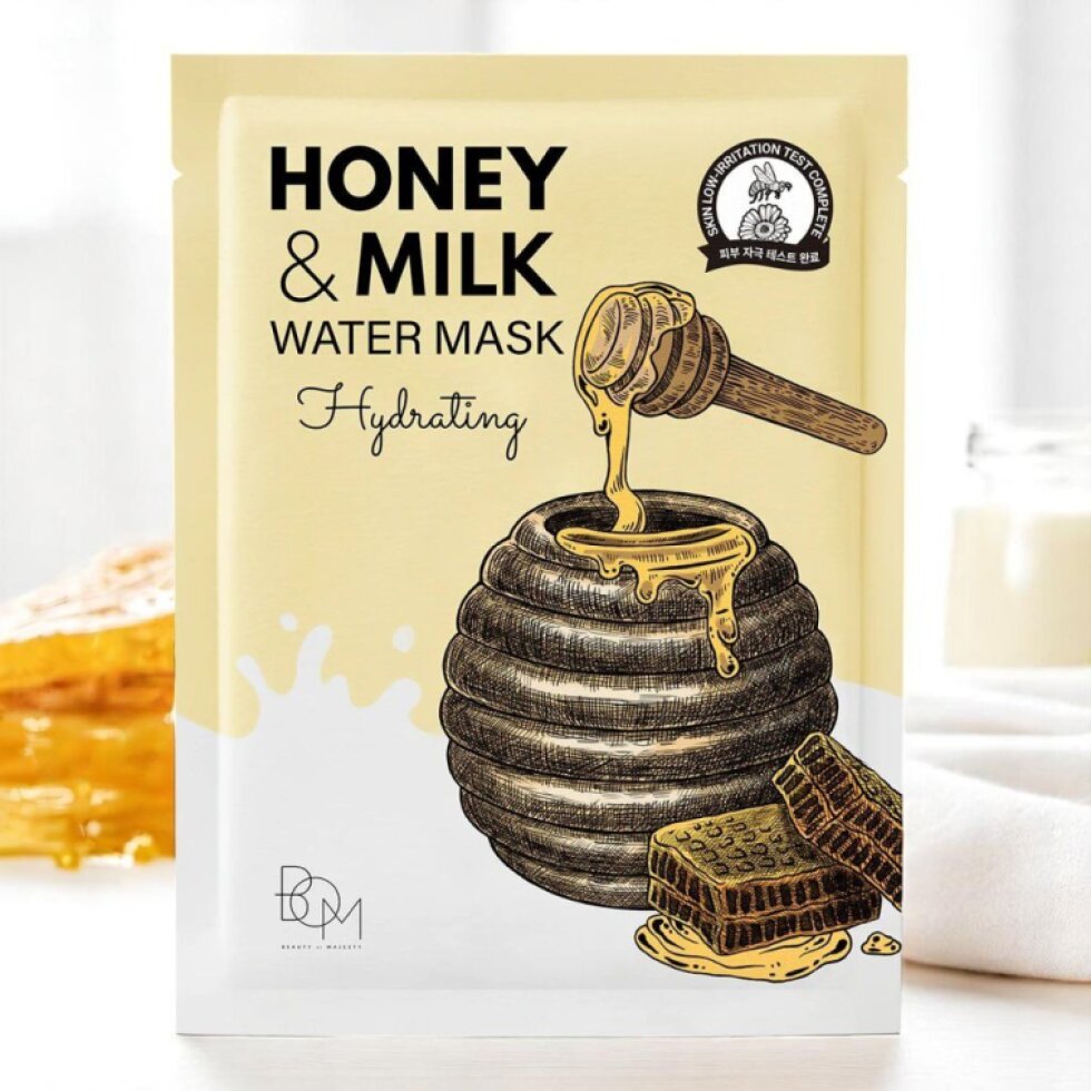 B.O.M. - Honey and Milk Water Mask - Hydratační plátýnková maska s medem a mlékem - 25 ml