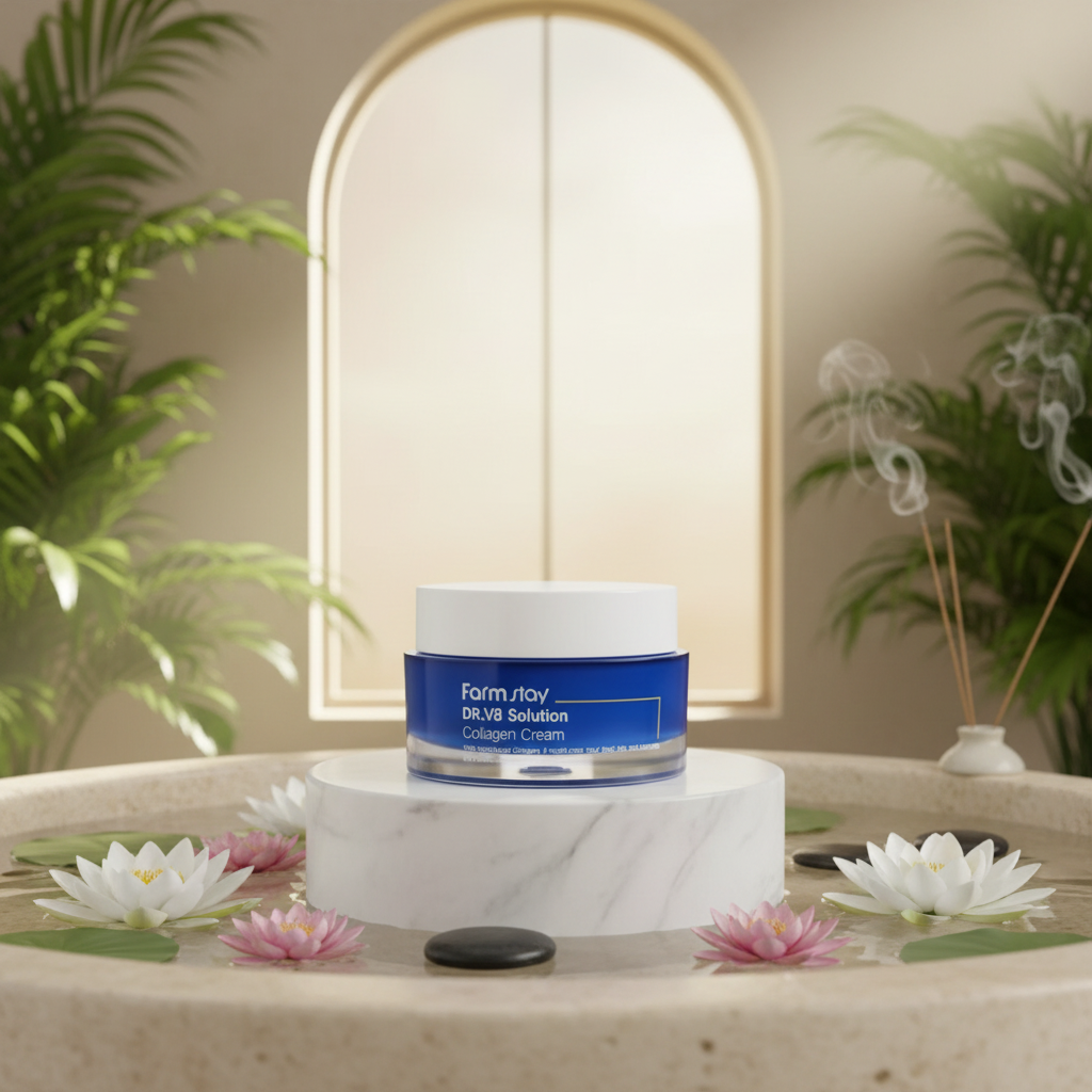 Farm Stay - DR.V8 Sollution Collagen Cream - Kolagenový krém proti vráskám s rozjasňujícím účinkem - 50 g