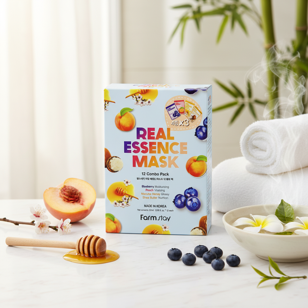 Farm Stay - Real Essence Mask Combo Pack - Set 12 plátýnkových masek - 23 ml x 12 ks