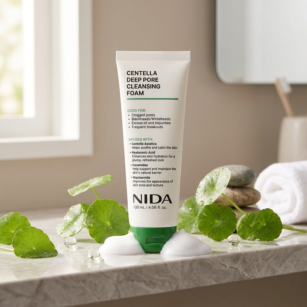 NIDA - Centella Deep Pore Cleansing Foam - Hloubkově čisticí pěna na póry - 120 ml