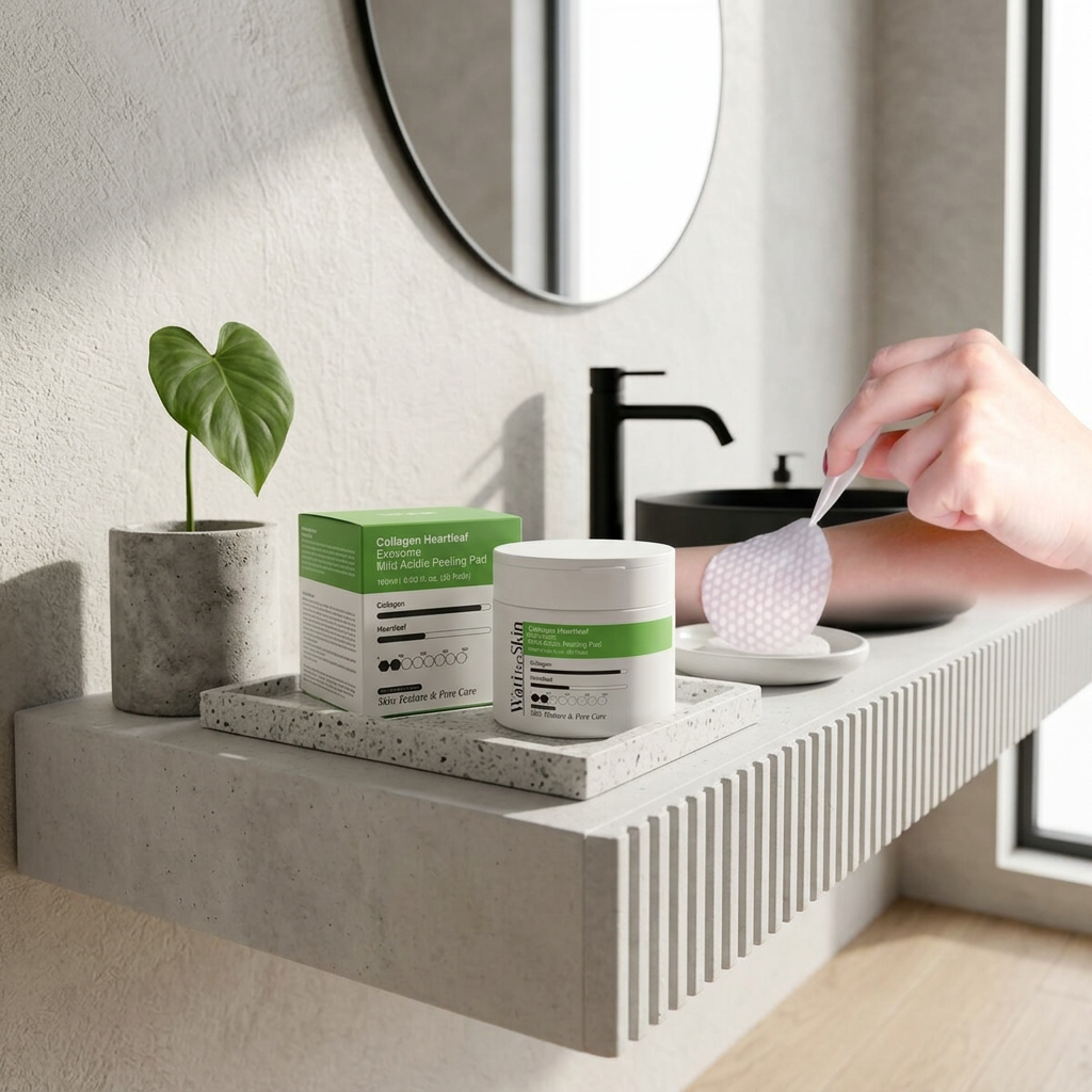 WATI FOR SKIN - Collagen Heartleaf Exosome Mild Acidic Peeling Pad - Jemné exfoliační tonerové polštářky s mírně kyselým pH - 60 ks