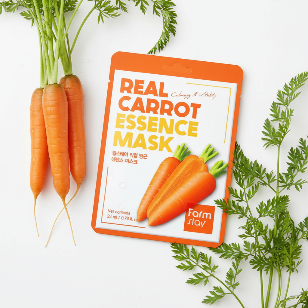 Farm Stay - Real Carrot Essence Mask - Rozjasňující maska s extraktem z mrkve - 23ml