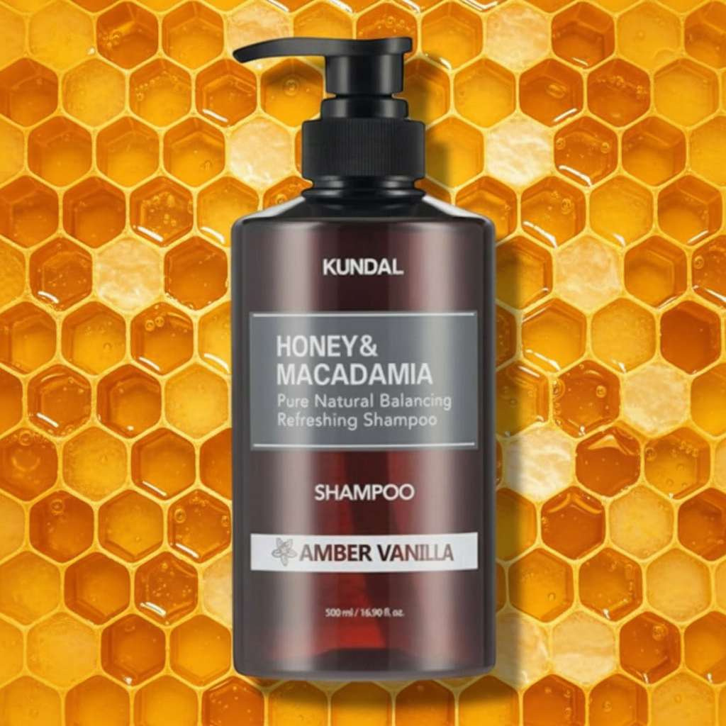 Kundal Honey&Macadamia Shampoo - Přírodní šampon na suché a poškozené vlasy s vůní AMBER VANILLA - 500 ml