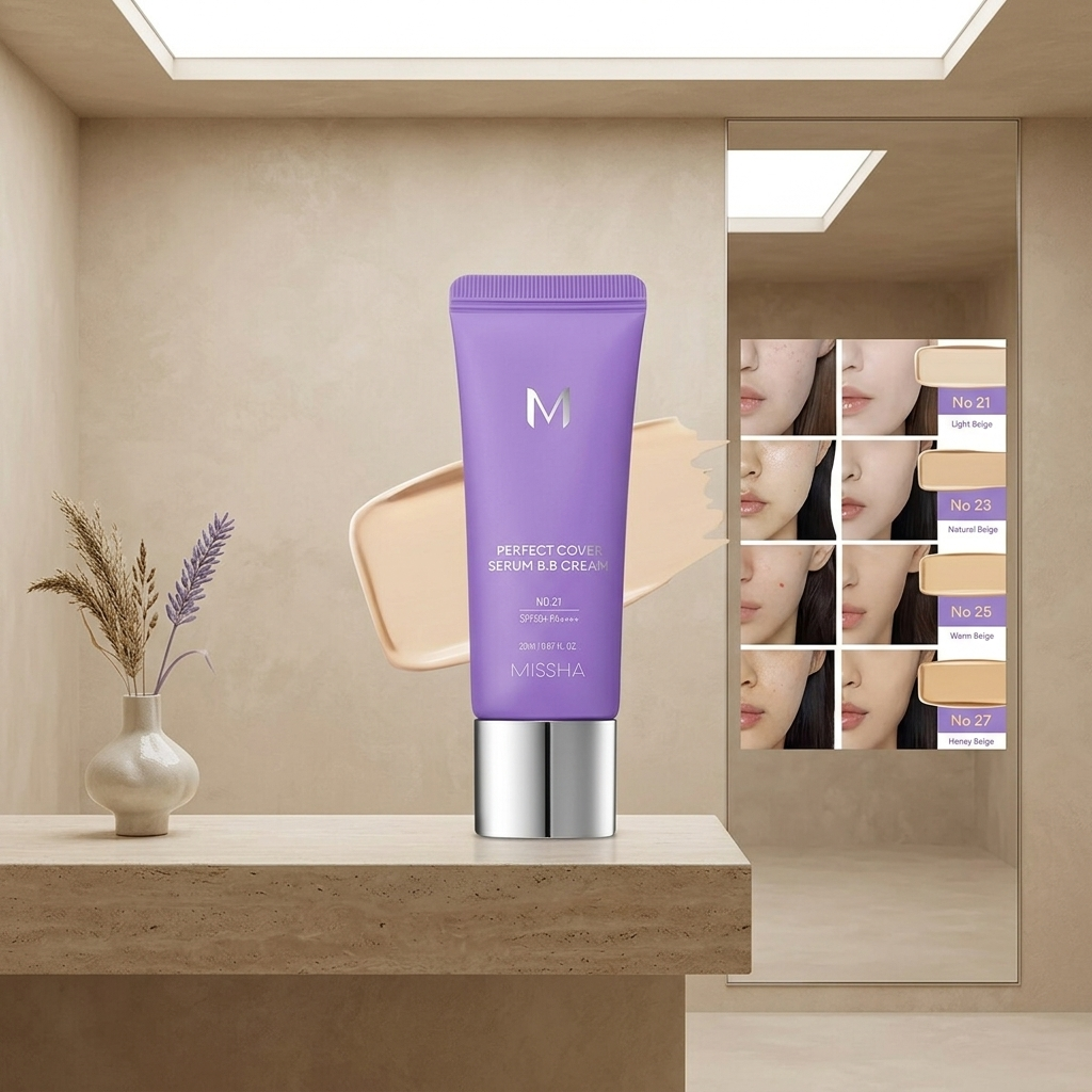 MISSHA - Perfect Cover Serum BB Cream SPF50+ PA++++ - Pečující BB sérum s SPF #21 Light Beige - 50 ml