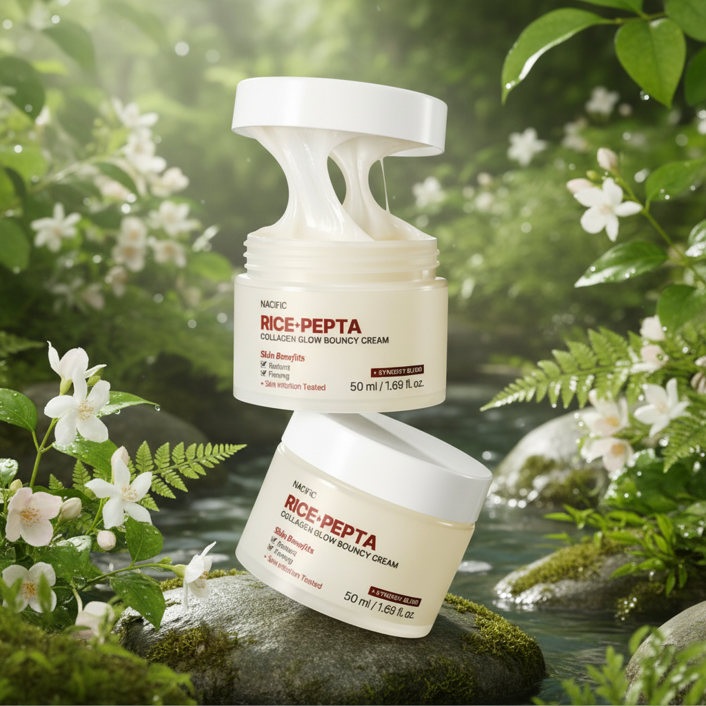 NACIFIC - Rice Pepta Collagen Glow Bouncy Cream - Rozjasňující krém s rýží, peptidy a kolagenem - 50 g